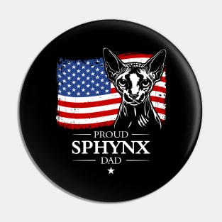 Proud Sphynx Dad American Flag patriotic cat Pin