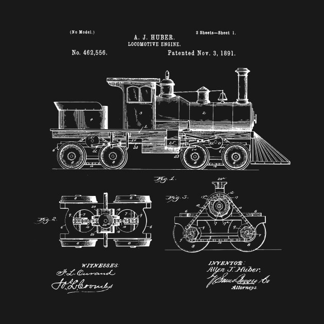 Locomotive engine 1891 Patent / Locomotive Blueprint / locomotive engine Patent Illustration by Anodyle