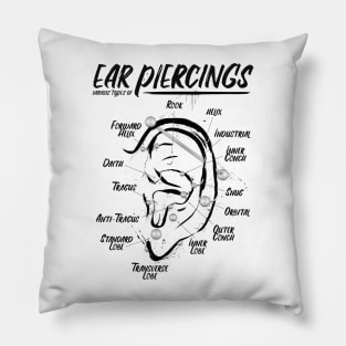 Ink Ear Piercing Chart Pillow