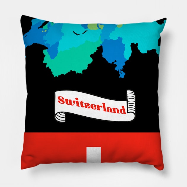 Switzerland Map Pillow by Calisi