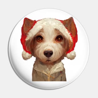 Sad Dog At Christmas Pin