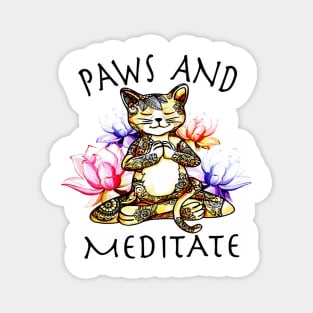 Yoga Cat Paws and Meditate Magnet