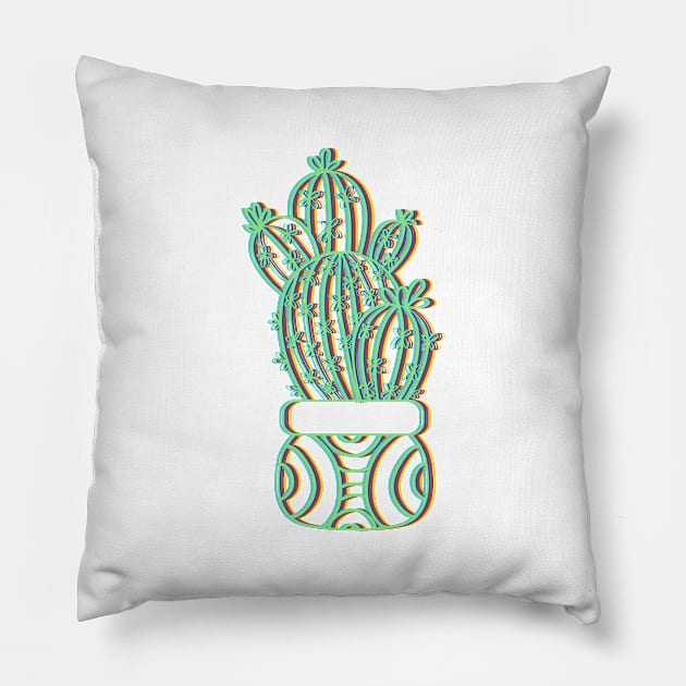 Neon Cactus Plant in the Pod Pillow by HappyGiftArt