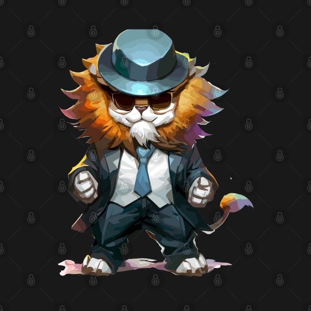 Kawaii funny gangster lion by TomFrontierArt