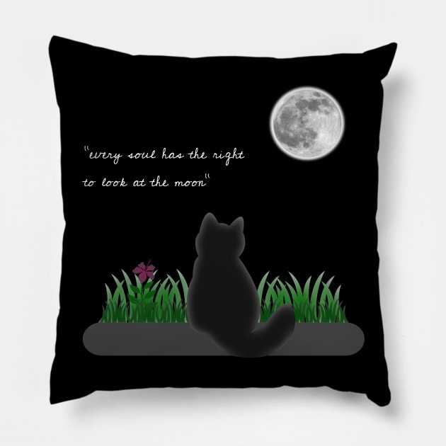 Cat Looking at The Moon Pillow by Hindone