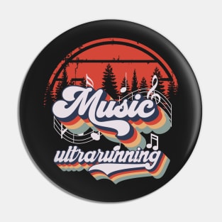 Ultrarunning music forest, running retro cassette Pin