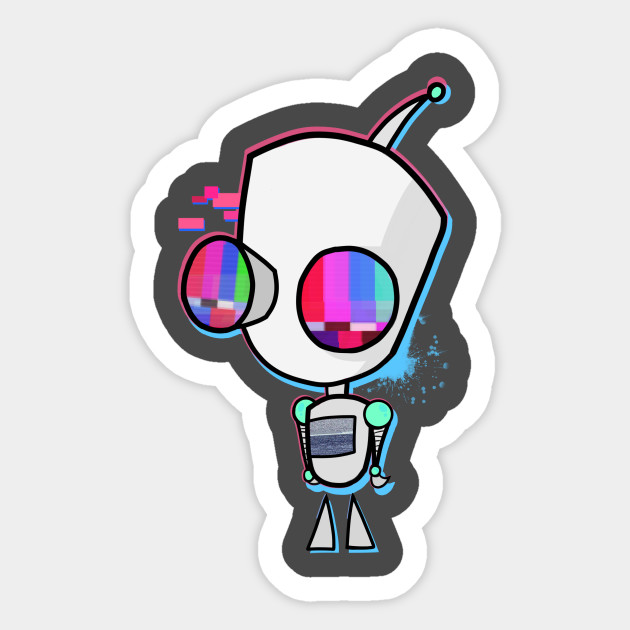 glitch gir invader zim sticker teepublic