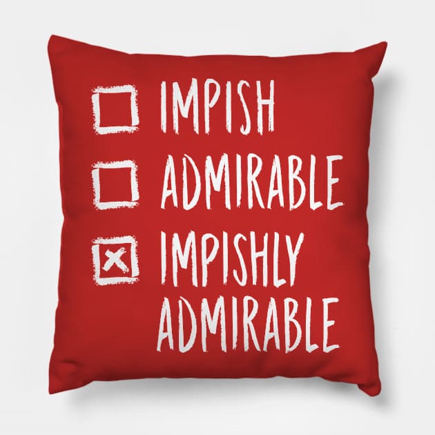 Belsnickel Impish Admirable or Impishly Admirable Funny Office Christmas Pillow by graphicbombdesigns