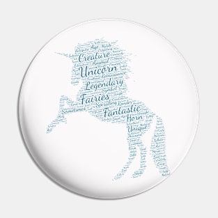 Unicorn Fantastic Legend Silhouette Shape Text Word Cloud Pin