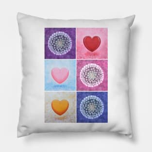 Love Hearts and Dandelions Pillow