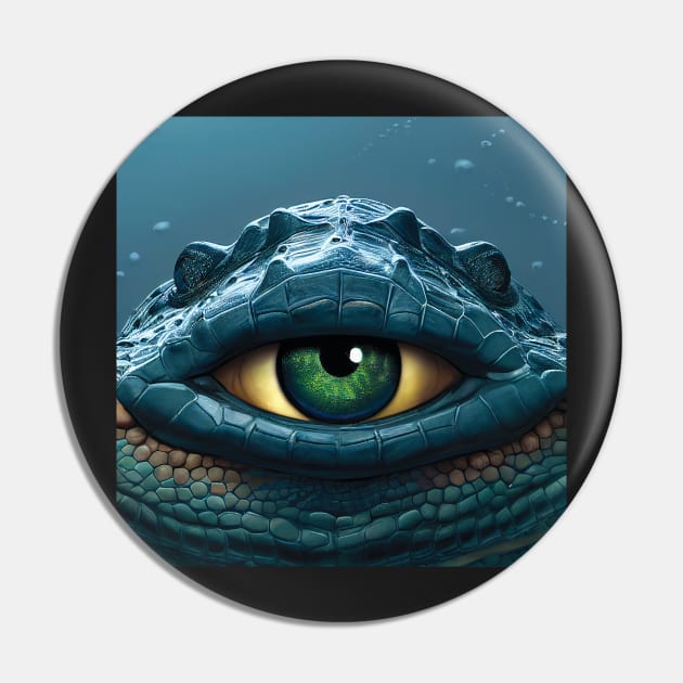 Crocodile Eye Art Pin by Geminiartstudio