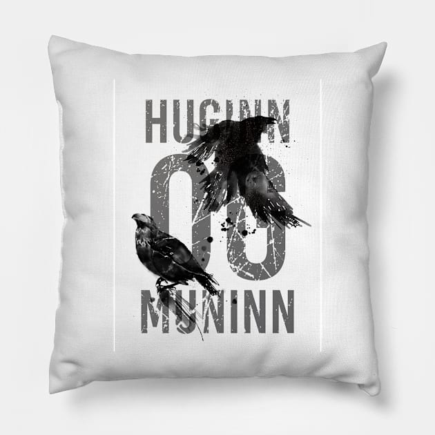 Huginn and Munning Pillow by Loopyful