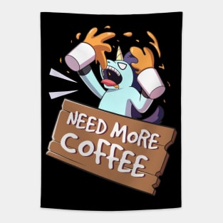 Need More Coffee Funny Anime Unicorn Tapestry