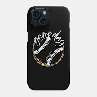 Game Day Baseball Baseball Life Softball Life Mom Leopard Phone Case