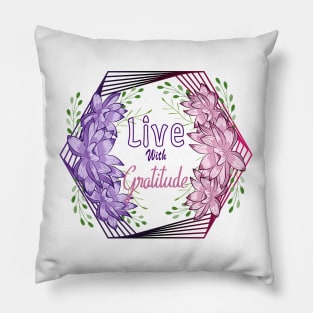 Floral Wreath - Live With Gratitude Pillow