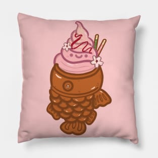 Kawaii Sakura Taiyaki Ice-cream with pocky sticks design sticker Pillow