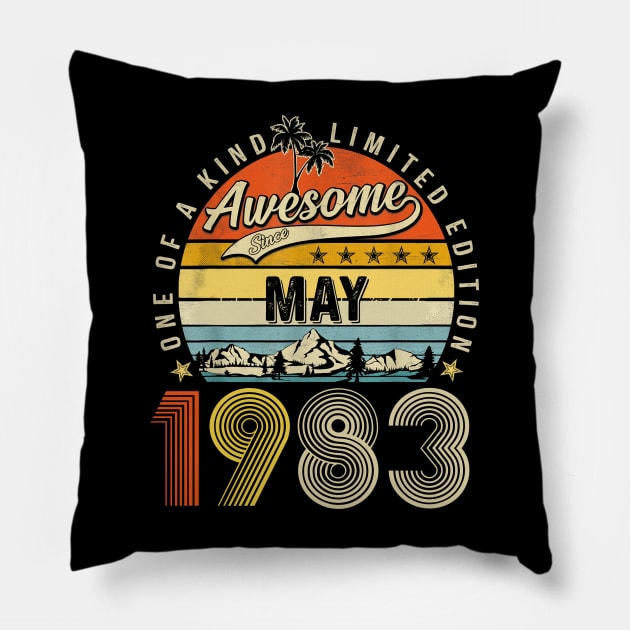 Awesome Since May 1983 Vintage 40th Birthday Pillow by Gearlds Leonia