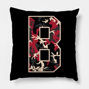 Initial Capital Letter B Camo Alphabet Gift Women Men Boys Girls Pillow