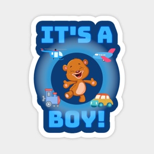 It's a Boy baby gender revealing in blue with a teddy bear Magnet