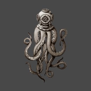 Retro SCUBA Diver Weird Octopus T-Shirt