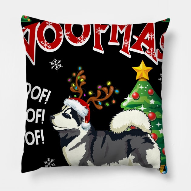 Husky Merry Woofmas Awesome Christmas Pillow by Dunnhlpp