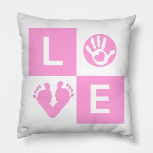 Baby boy baby hand and feet prints arrival card Pillow