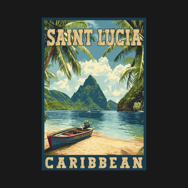 Saint Lucia Caribbean Tropical Paradise Travel Art by turtlestart