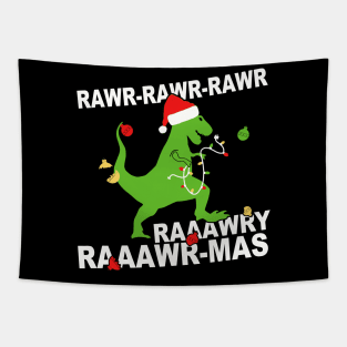 Rawr Rawr-Mas Funny Christmas Dinosaur Tapestry