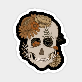 Autumn Floral Skull Magnet