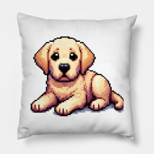 Cute golden Labrador Retriever as pixel art illustration Pillow