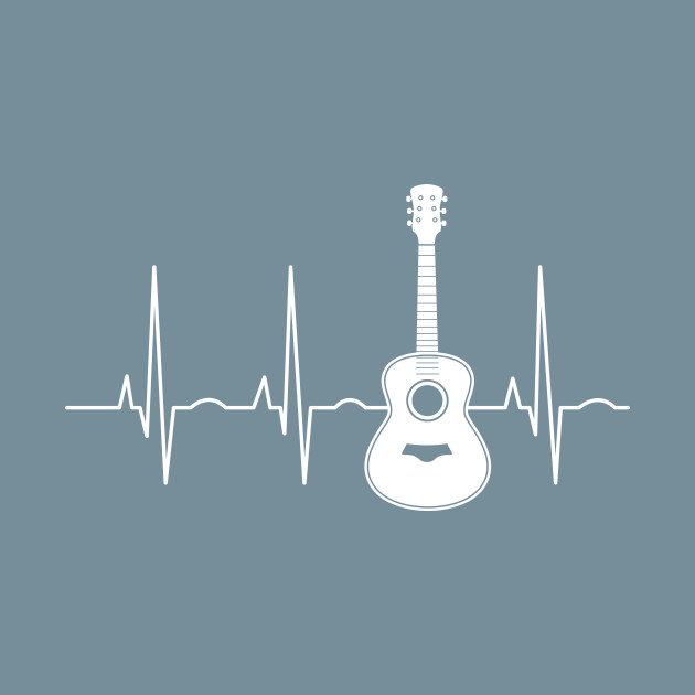 Disover Acoustic Guitar Heartbeat Shirt - Guitar Musician T-Shirt - Guitar Heartbeat Pulse Musical Theme - T-Shirt