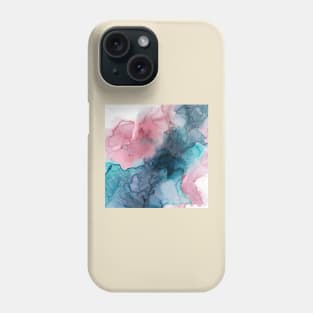 Modern watercolor trendy art Blush pink and Blue abstract Phone Case