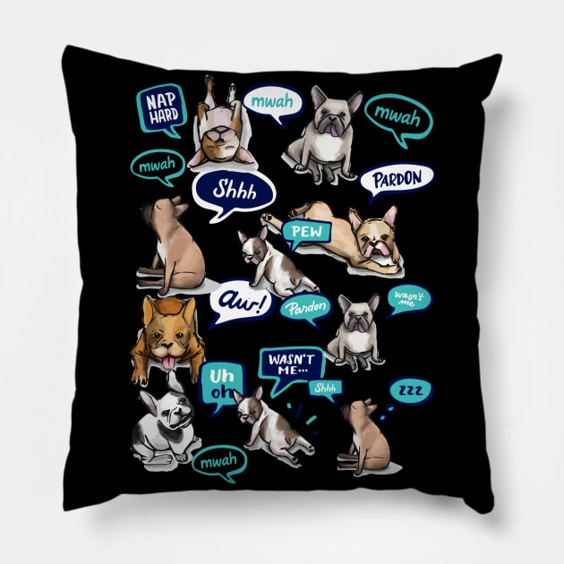 Frenchie Pillow by ElenaDanilo