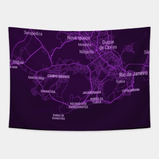 Rio de Janeiro purple map Tapestry