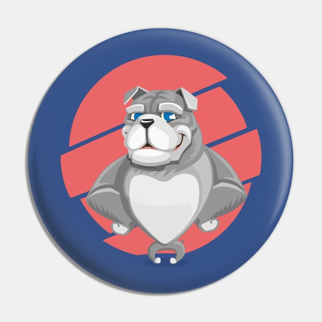 Cute English Grey Bulldog Artwork Pin by PatrioTEEism