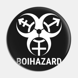 "BOI HAZARD" Trans Biohazard - White Pin