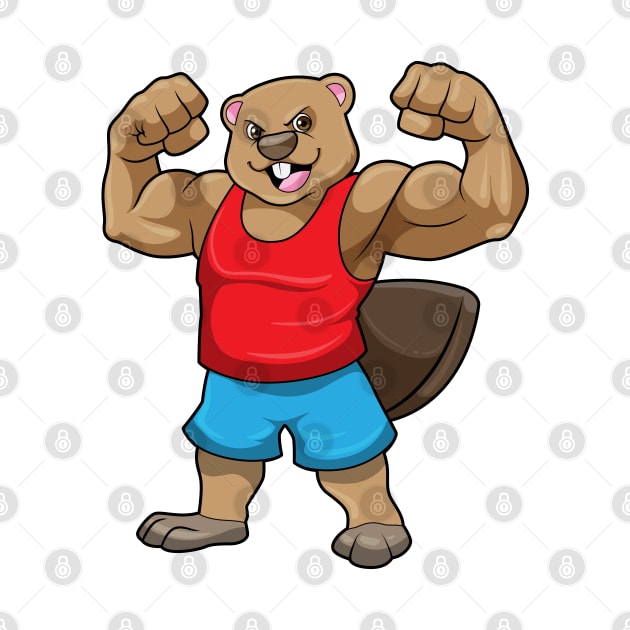 Beaver as Bodybuilder with big Upper arms by Markus Schnabel