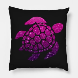 Dark Pink Purple Ombre Faux Glitter Turtle Pillow