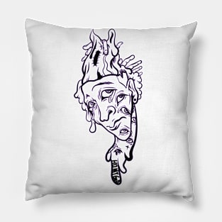 Trippy weird multiple eyes man illustration Pillow