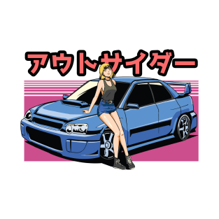 Kawaii Anime Girl with subaru car T-Shirt