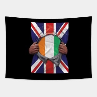 Ivory Coast Flag Great Britain Flag Ripped - Gift for Ivorian From Ivory Coast Tapestry