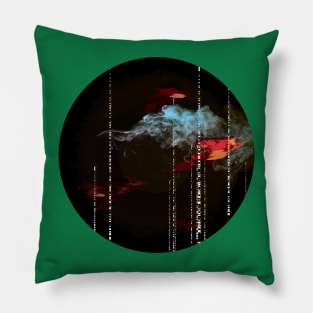 Fairly Local - Glitch Digital Abstract Art Flames and Clouds Pillow