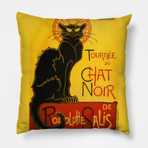 Le Chat Noir The Black Cat Art Nouveau Vintage Pillow by fineartgallery