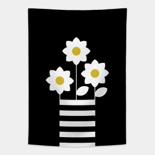 Pretty white abstract flowers in your pocket design. Tapestry