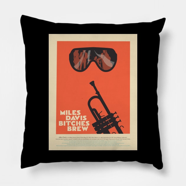 Miles Davis - Aesthetic Tribute to 'Bitches Brew Pillow by Boogosh