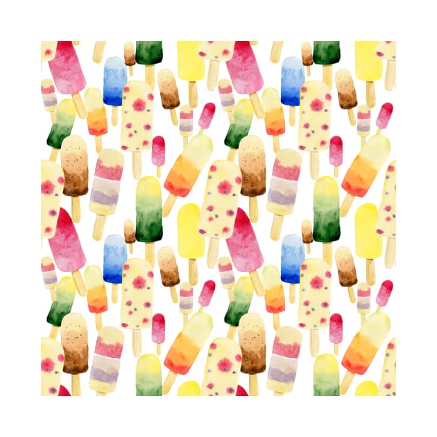 Ice Cream Colorful Watercolor Pattern by in_pictures