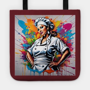 Colorful Design of a Proud Female Chef Tote