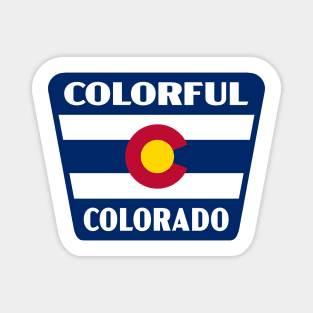 Colorful Colorado Retro Flag Badge (Blue) Magnet