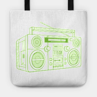 Boombox (Yellow Green Lines) Analog / Music Tote