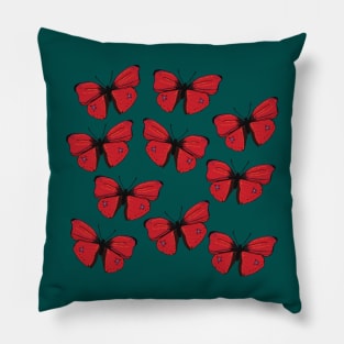 Red Butterfly Spring Art Pillow